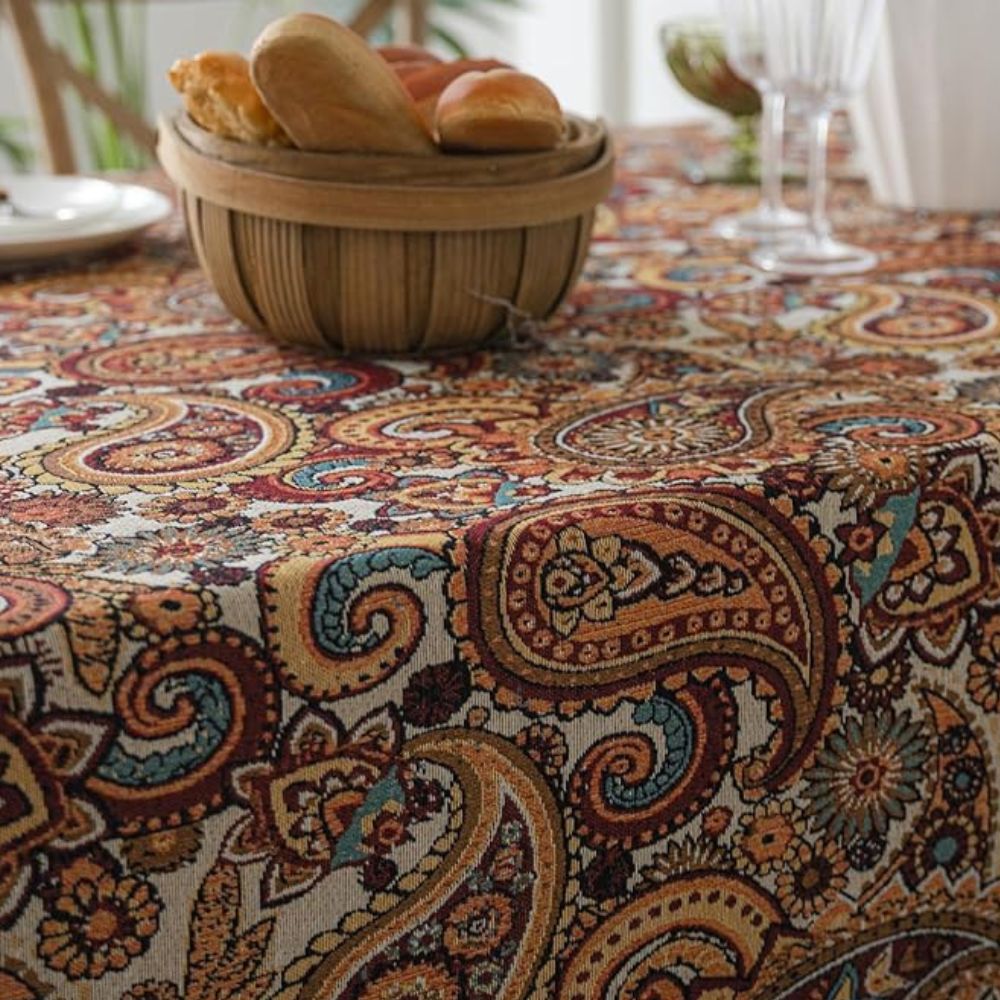 Amber Paisley Tassel Tablecloth