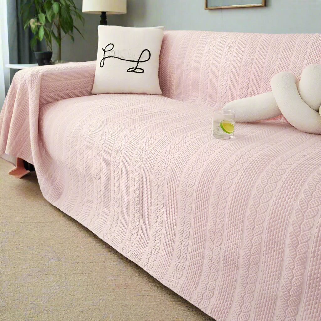 Tranquil Plush Leaf Sofa Cover