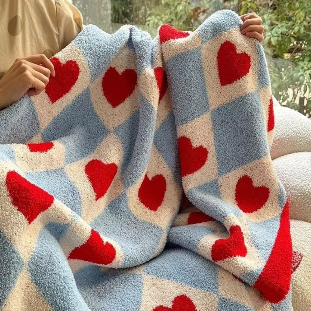 Argyle Scarlet Heart Soft Blanket