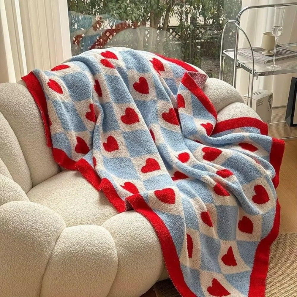 Argyle Scarlet Heart Soft Blanket