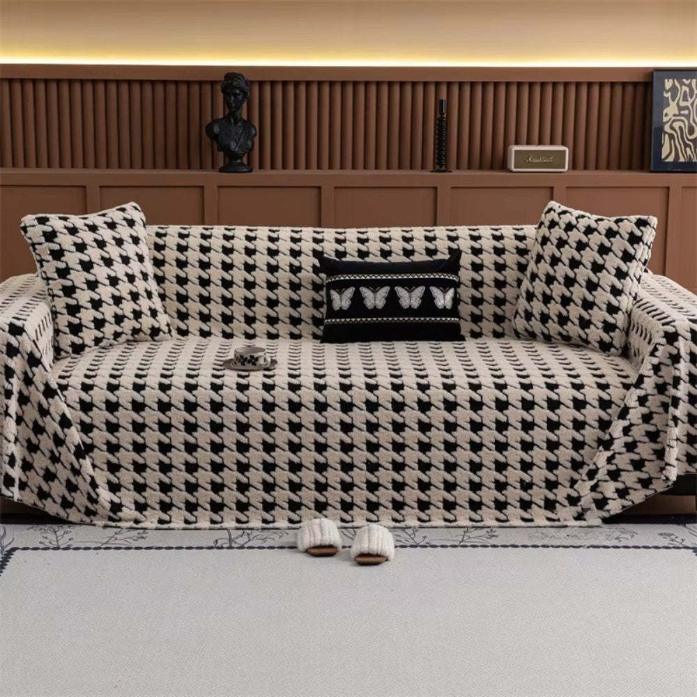 Cavalli Houndstooth Plush Sofa Cover