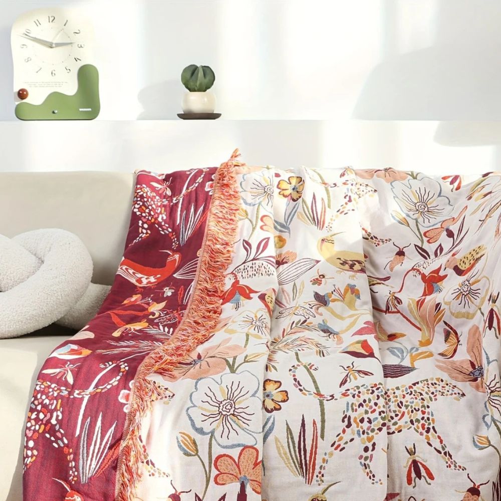 Jungle Bloom Reversible Cotton Blanket