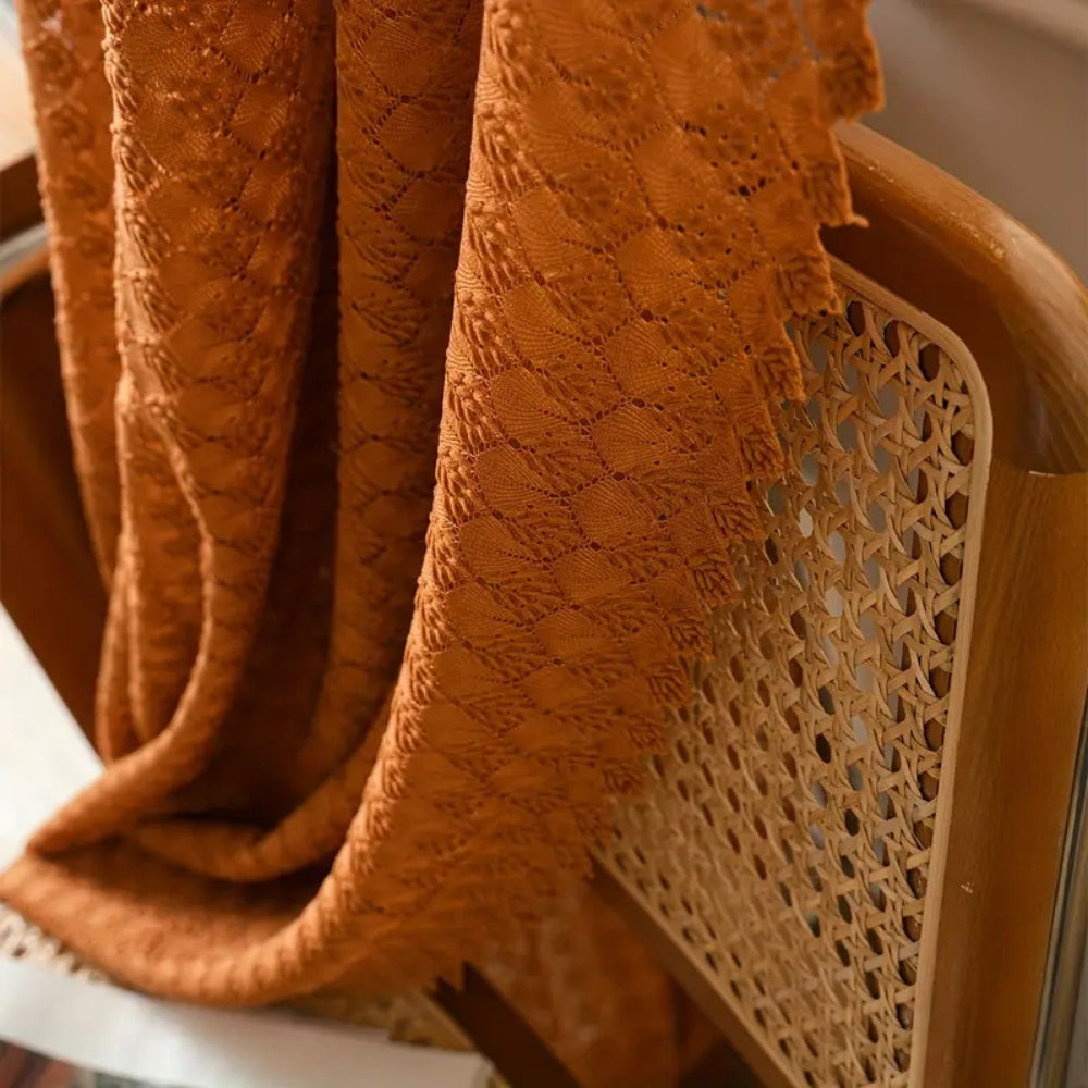 Amber Glow Boho Crochet Curtain