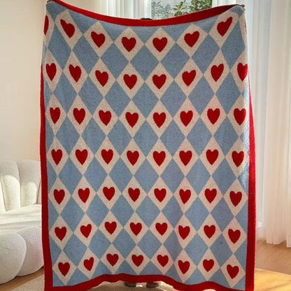 Argyle Scarlet Heart Soft Blanket