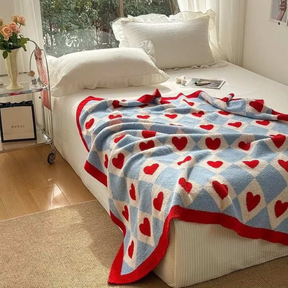 Argyle Scarlet Heart Soft Blanket