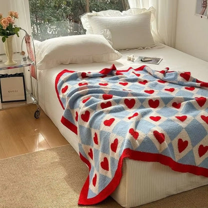 Argyle Scarlet Heart Soft Blanket