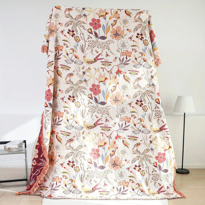 Jungle Bloom Reversible Cotton Blanket