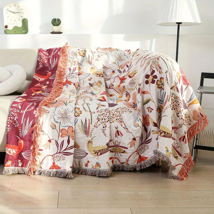 Jungle Bloom Reversible Cotton Blanket